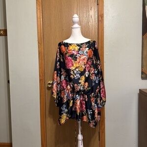 Chaps Size 2X Multi-Color w/Floral Print w/Kimono Sleeves Blouse - EUC